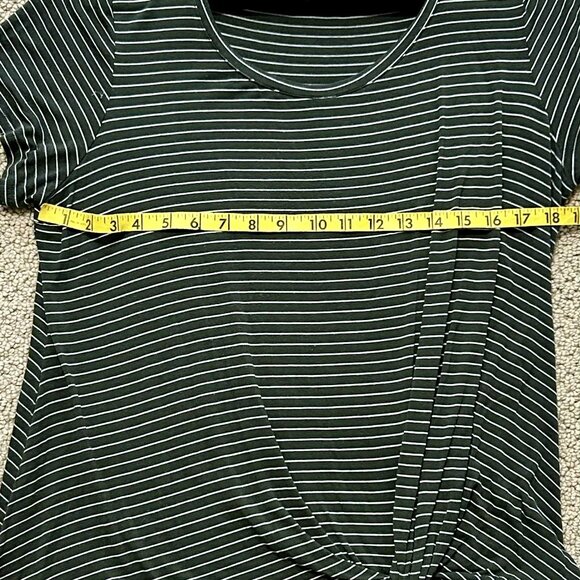 Nine Britton Army Green With White Stripes Relaxed Twist Front T-Shirt, Size L - Picture 5 of 6